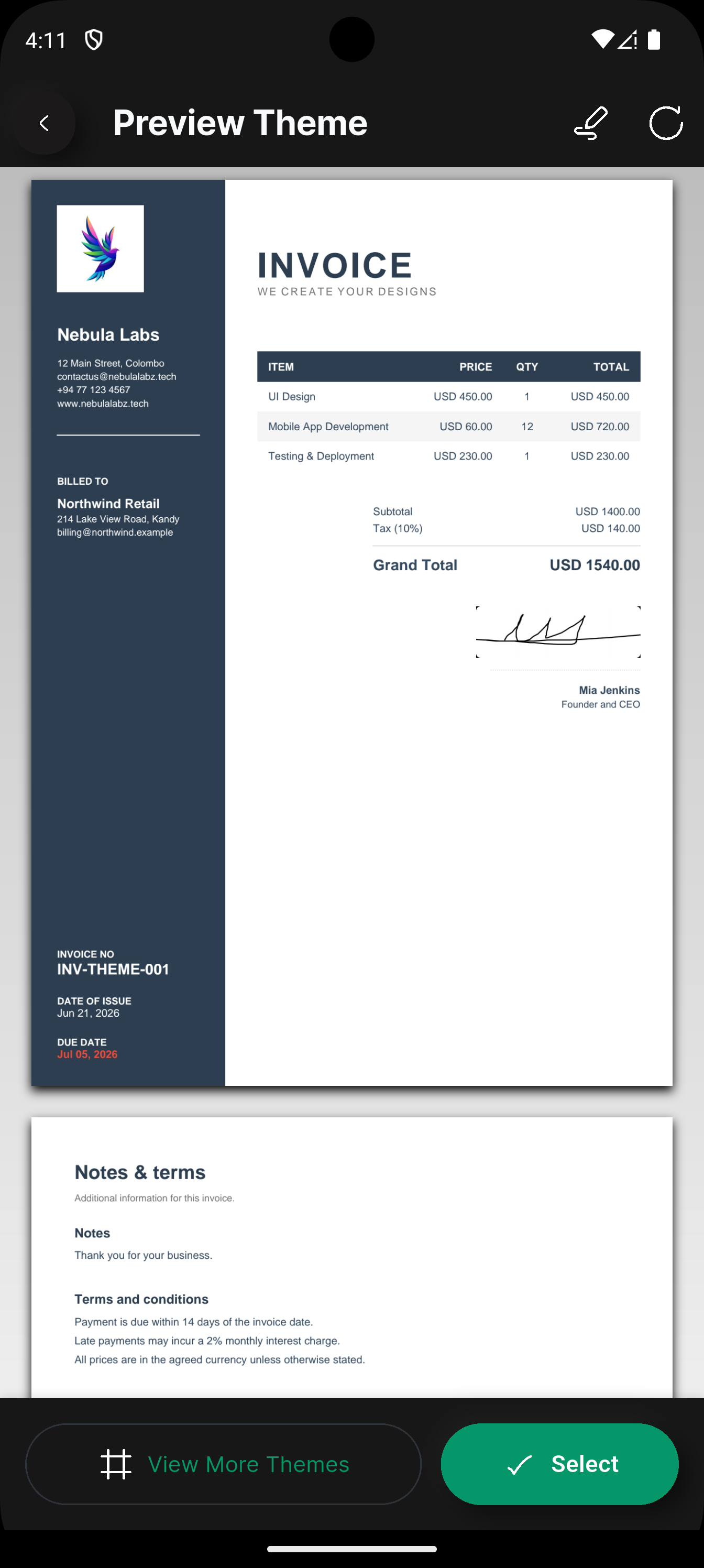 BreezeBiz — PDF Export